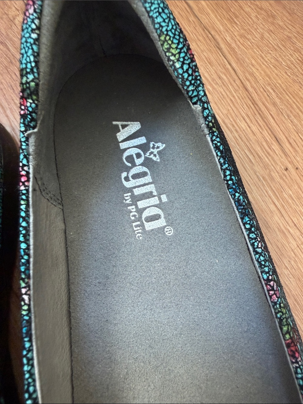 Alegria Teal Floral Ballet Flats - Picture 2 of 5